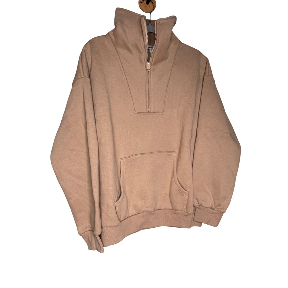 1987 Beige 1/4 zip sweater Oversized‎ fit athletic